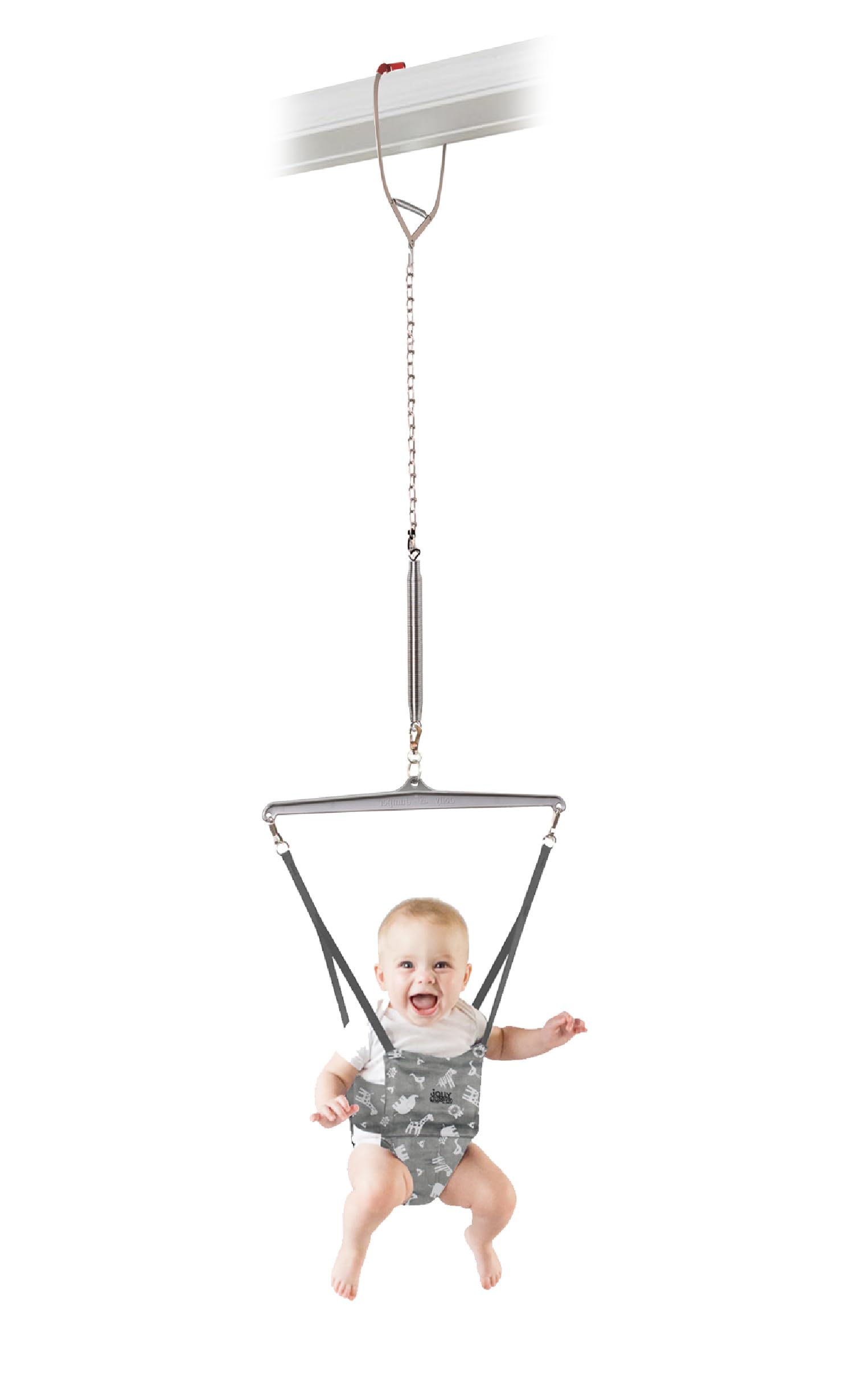 Jolly Jumper Iconic New Grey Safari Saddle Baby Exerciser Trusted by Parents Loved by Babies Over 75 Years Experience
