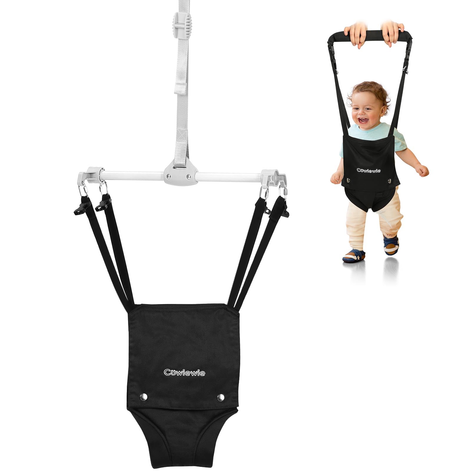 Cowiewie Baby Door Jumper for Babies Ages 6 Months +, 2 in 1 Walking and Jumper Harness, Adjustable Height and SafetyRat