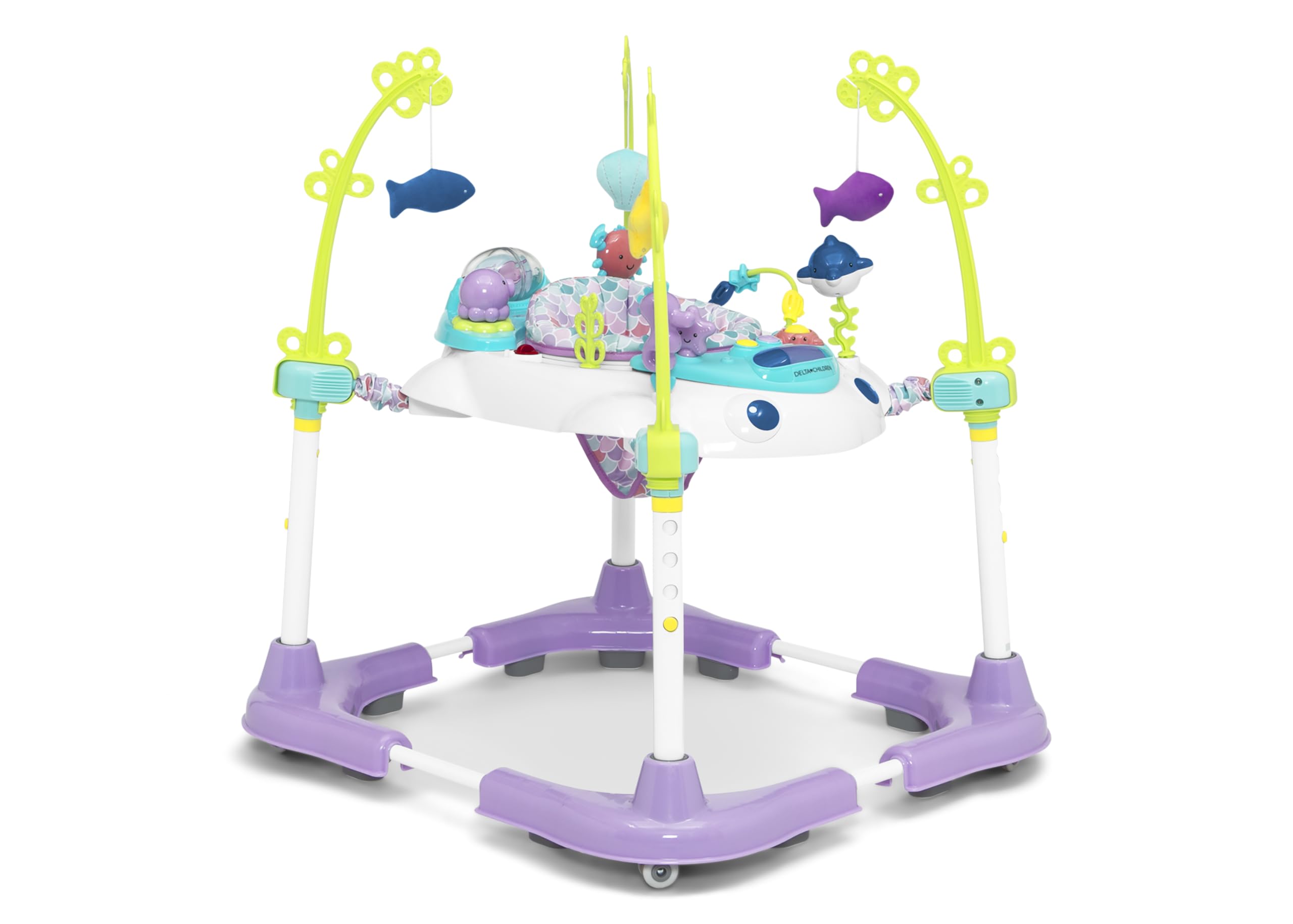 Delta Children Purple Ocean Adventure Deluxe Bounceroo Learn2Walk Balancer Baby Walker