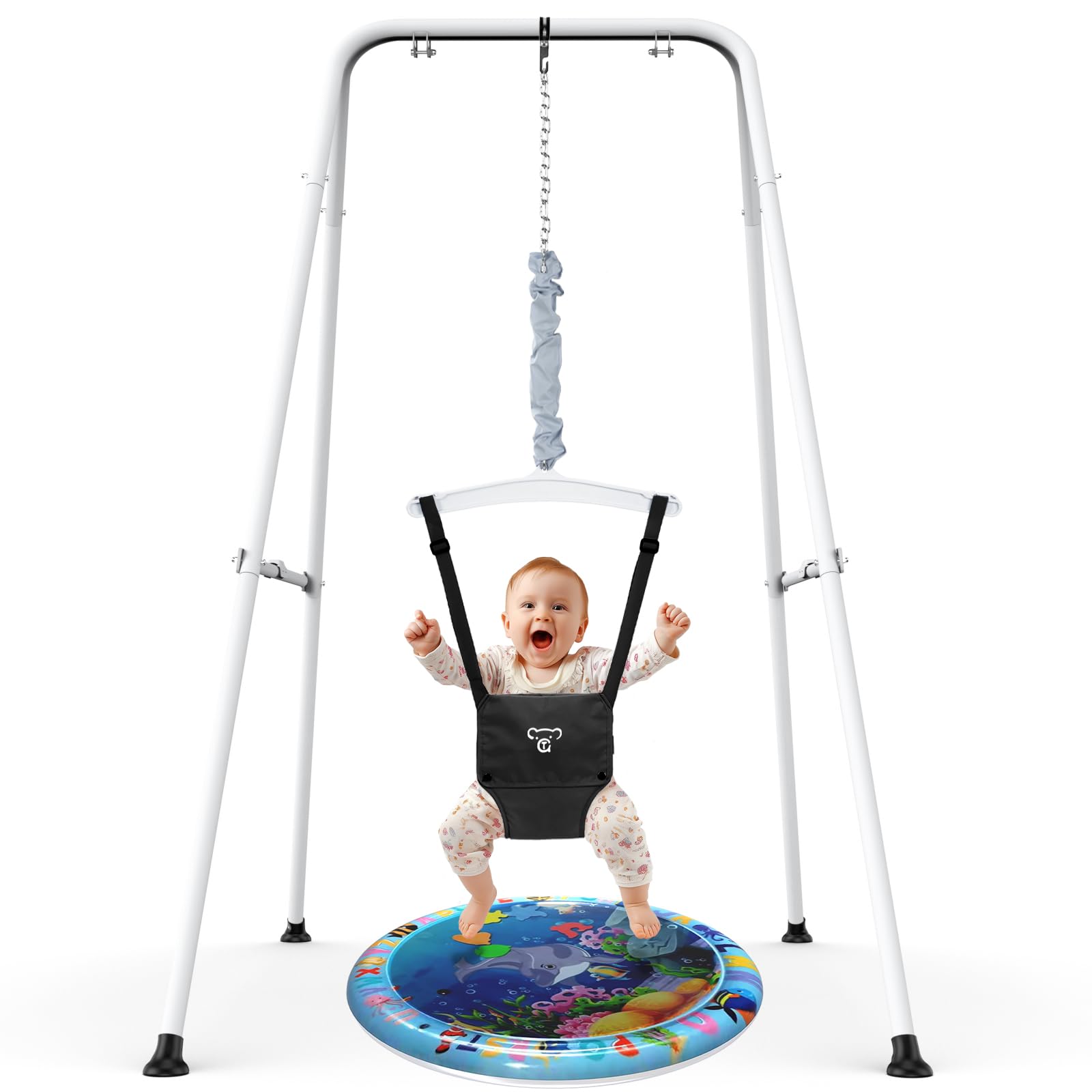 G TALECO Gear Baby Jumper with Stand, Easy Set-Up, Suitable for Active Babies, Suitable for Indoor and Outdoor, Black (W