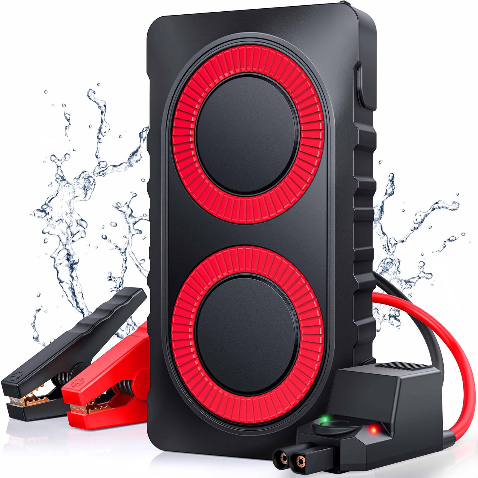 2000A Jump Starter for Cars with Extended Smart Jumper Cables, Fast Charge, and Compact Design
| Portable 12800mAh Car