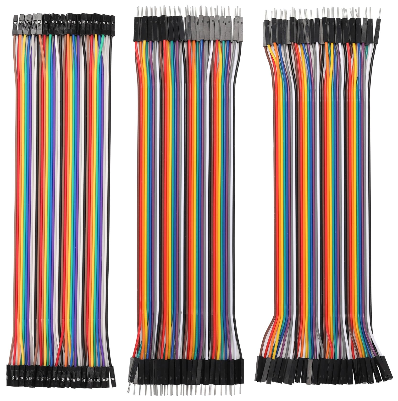 WWZMDiB 40pin Jumper Wires 20cm Male to Female + Male to Male + Female to Female Breadboard Fits 120 Pin Breadboard